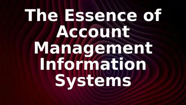 The Essence of Account Management Information Systems